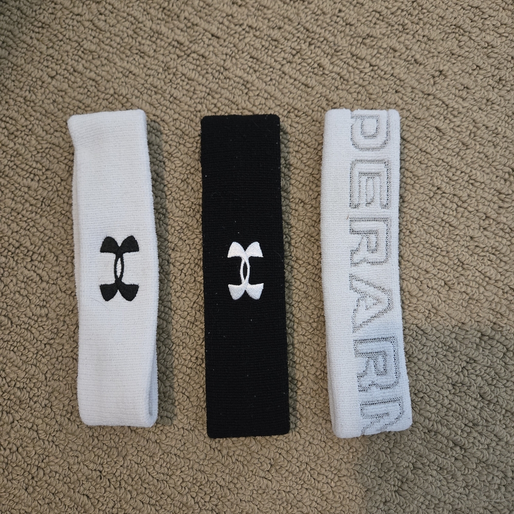 Under Armour One-size Black and White Headband Trio